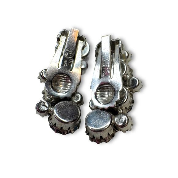 Karu Arke Signed Blue Crystal Brooch Earrings Set Selenium Glow - Picture 5 of 13